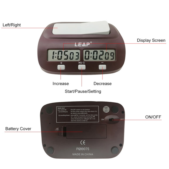 LEAP PQ9907S Chess Clock International Chess Go Clock(Wine Red)