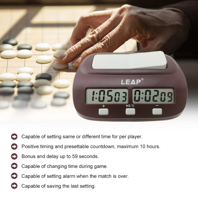 LEAP PQ9907S Chess Clock International Chess Go Clock(Wine Red)