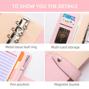 A6 YMX-012 PU Leather Budget Binder Notebook Macaron Color Matching Handbook(Orange+Brown)