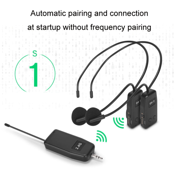 One For Two UHF Wireless Headset Microphone Lavalier Headset Amplifier