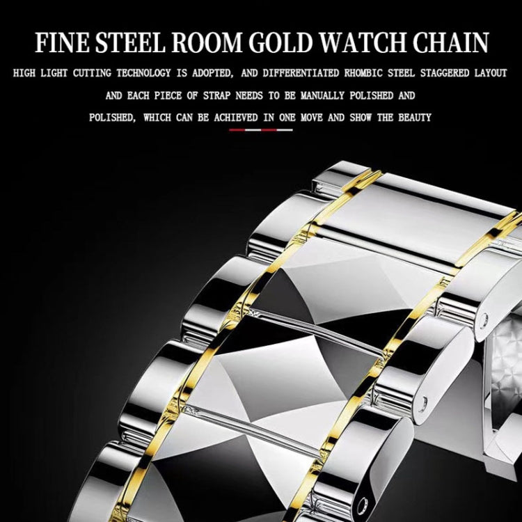 BINBOND B5552 Luminous Multifunctional Business Calendar Quartz Watch(Inter-gold-Gray)