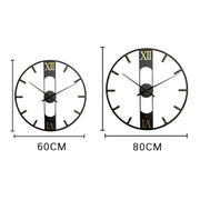 YX8836 Home Decor Wall Clock Wrought Iron Rivet Scale Silent Clock, Size: 80cm