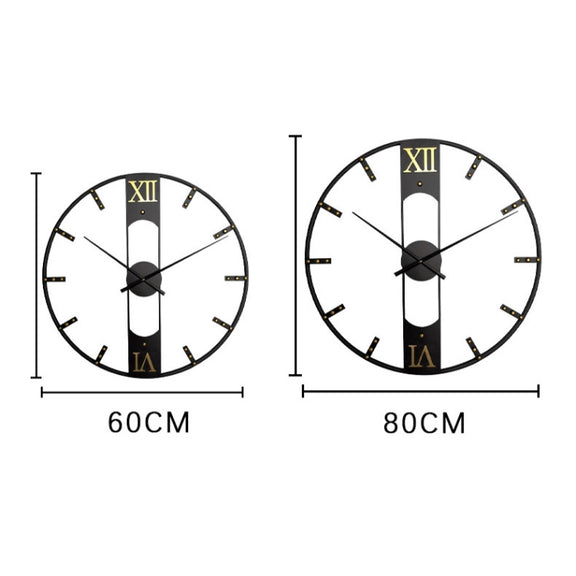 YX8836 Home Decor Wall Clock Wrought Iron Rivet Scale Silent Clock, Size: 80cm