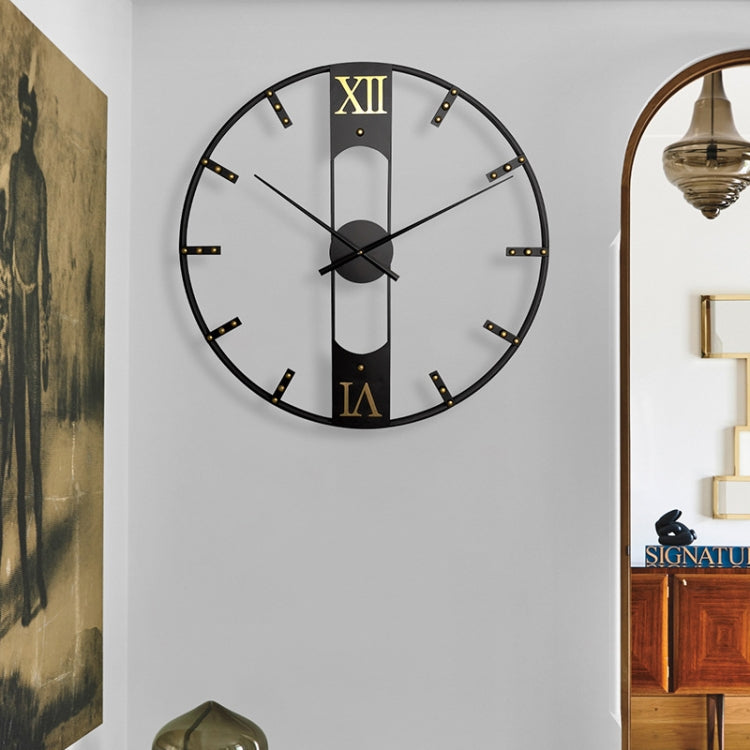 YX8836 Home Decor Wall Clock Wrought Iron Rivet Scale Silent Clock, Size: 80cm