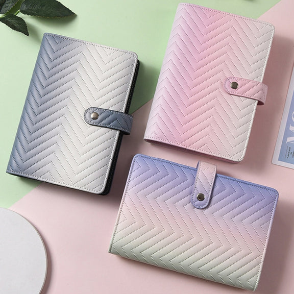 A6 PU Macaron Gradient Color Loose-leaf Notepad Notebook Budget Book(Purple)