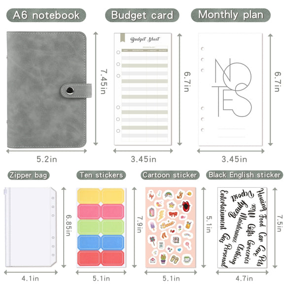H666 A6 Loose-leaf Binder Cash Budget Handbook Vintage PU Leather Notebook with Window(Retro Green)