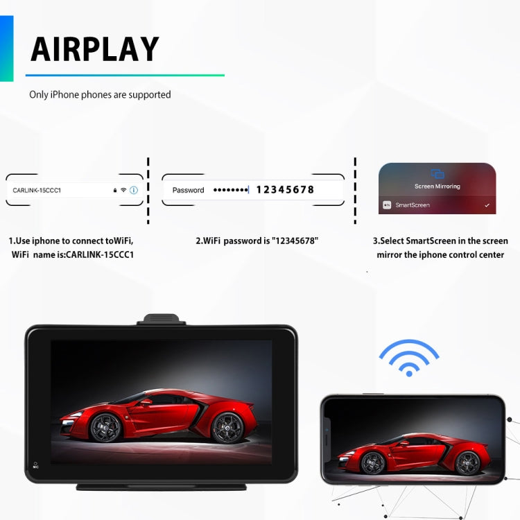 A3135 7 Inches HD Wired Smart Screen With Wireless CarPlay + Android Auto + Android Without Camera