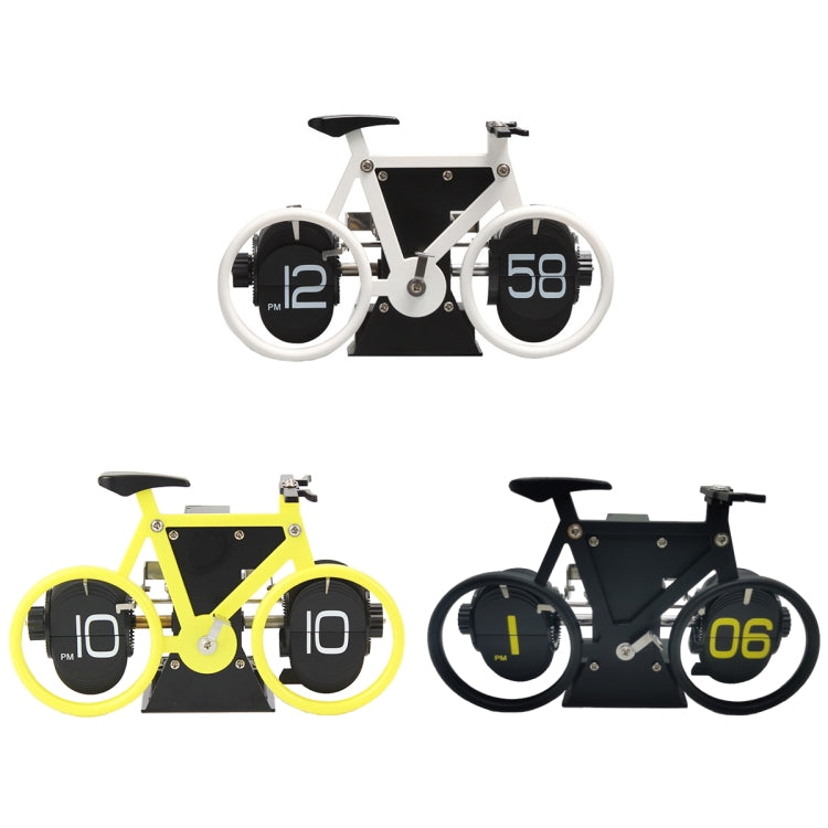 HY-F087 Retro Bicycle Shape Automatic Flip Home Decorative Turning Clock(Black)