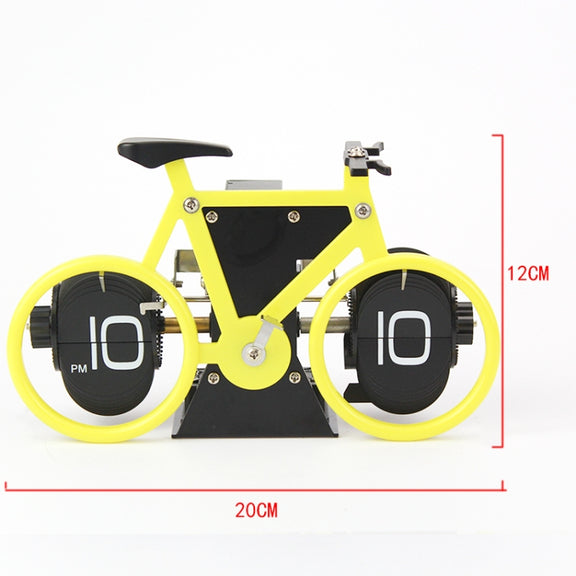 HY-F087 Retro Bicycle Shape Automatic Flip Home Decorative Turning Clock(Black)