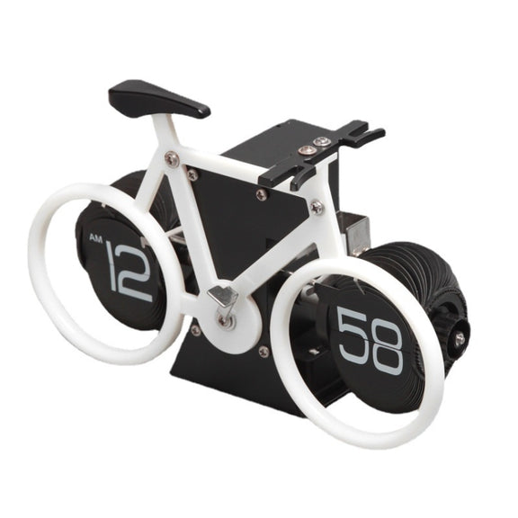 HY-F087 Retro Bicycle Shape Automatic Flip Home Decorative Turning Clock(Black)