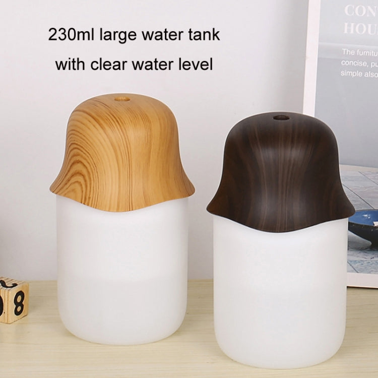 Desktop USB Humidifier Wood Grain Air Aromatherapy Night Light(Dark Color)