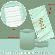 A6 Crocodile Pattern PU Leather Loose-Leaf Binder Budget Notebook Cash Envelope Organizer(Bean Green)