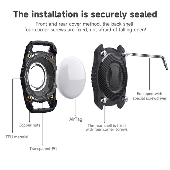 For AirTag Protective Case Three-proof All-inclusive IPX7 Water-resistant Locator Cover(Black)