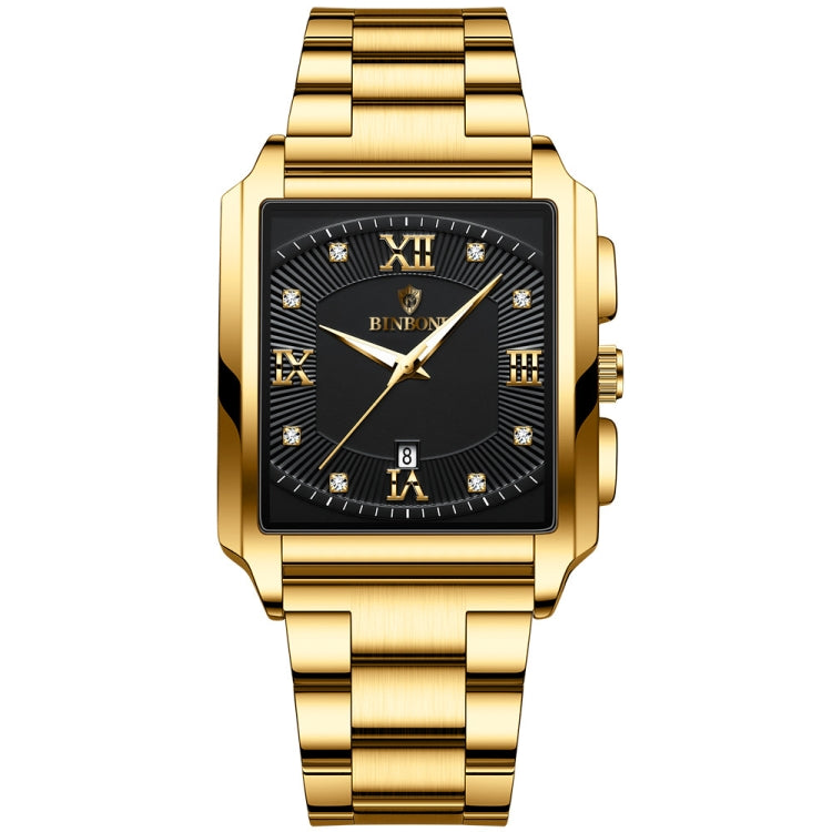 BINBOND B4143 Rectangular Outdoor Men Water-resistant Quartz Watches(Full Gold-Black)