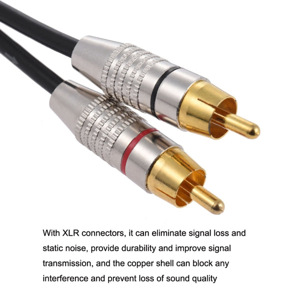 XLR Female To 2RCA Male Plug Stereo Audio Cable, Length: 10m