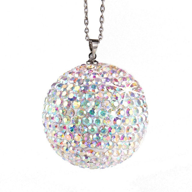 Car Diamond Crystal Ball Rearview Mirror Decoration Pendant(AB Colorful)