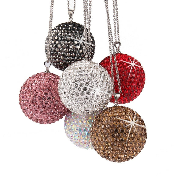 Car Diamond Crystal Ball Rearview Mirror Decoration Pendant(Black)