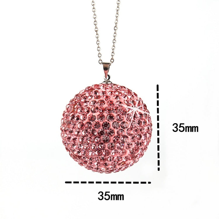 Car Diamond Crystal Ball Rearview Mirror Decoration Pendant(Pink)