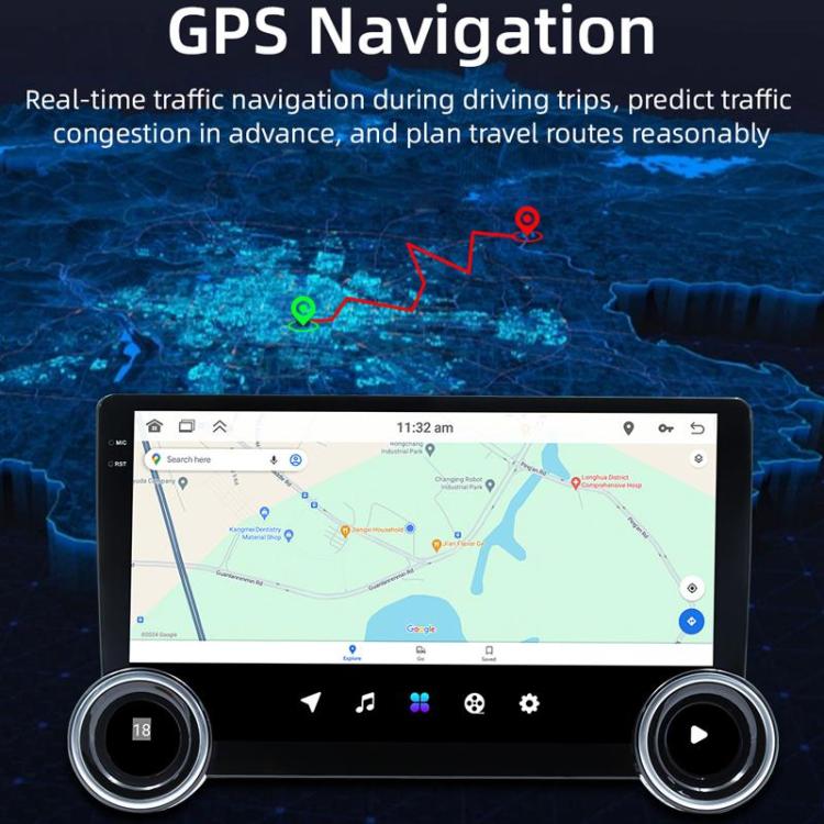 10.1 inch IPS Display + 2.5D Touch Screen Bluetooth FM Radio Car Navigation Machine, Memory: 2+64G