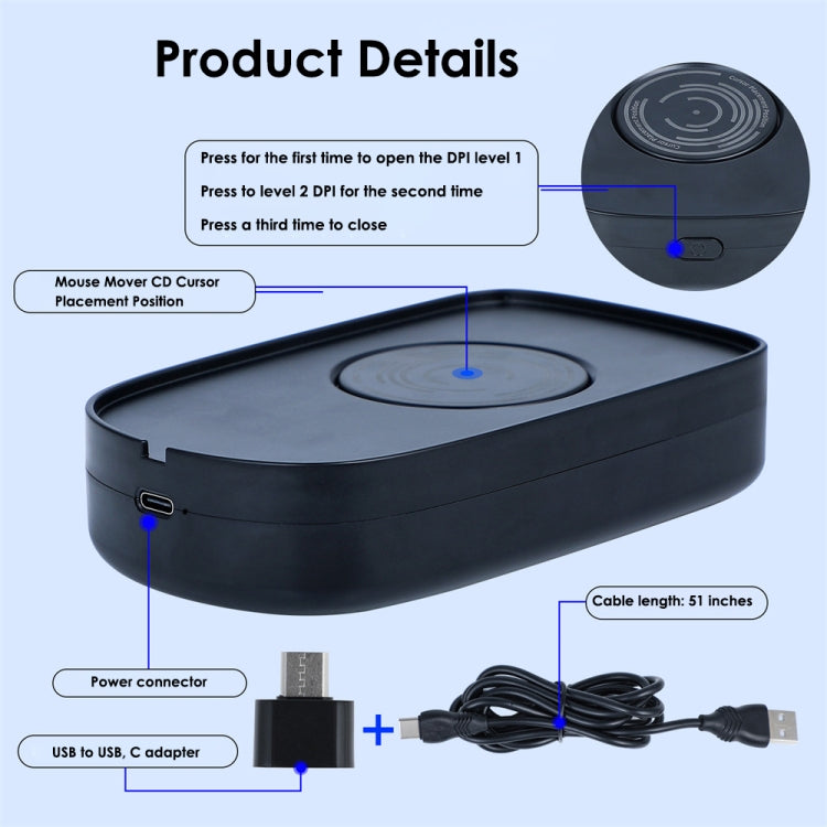 H26 Automatic Movement Virtual Mouse To Prevent Computer Lock Screen(Black)