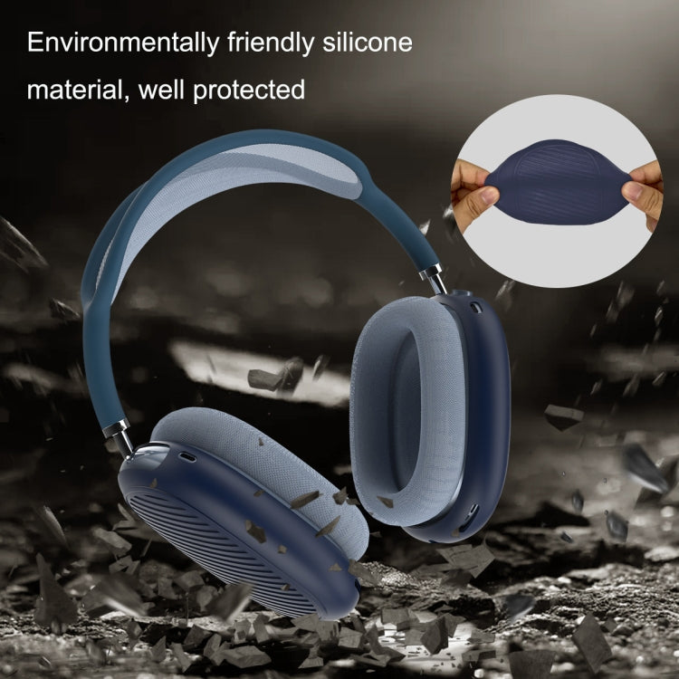 T2 For Apple AirPods Max 1pair Bluetooth Headset Anti-Fall Silicone Protective Case(Blue)