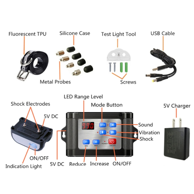 Outdoor Wireless Electronic Pet Fence Night Reflective Collar, Specification: One for One(EU Plug)
