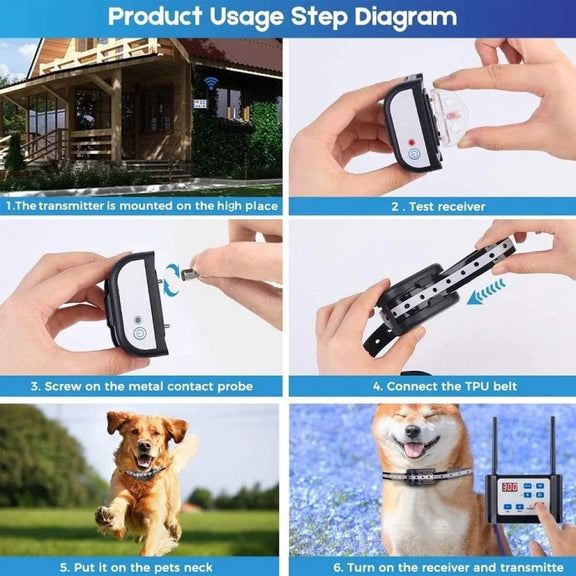 Outdoor Wireless Electronic Pet Fence Night Reflective Collar, Specification: One for One(EU Plug)