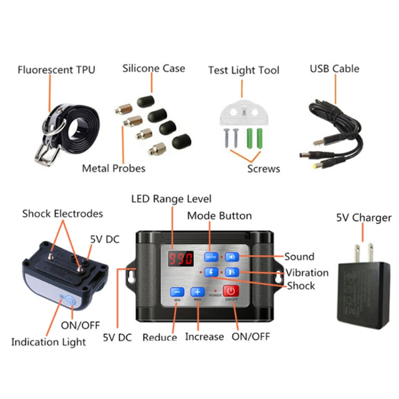 Outdoor Wireless Electronic Pet Fence Night Reflective Collar, Specification: One for  Three(EU Plug)