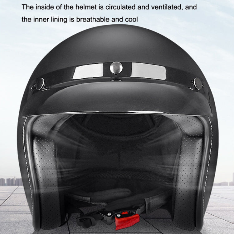 BYB 701 All Seasons Retro Motorcycle Helmet, Size: L(Bright Black)