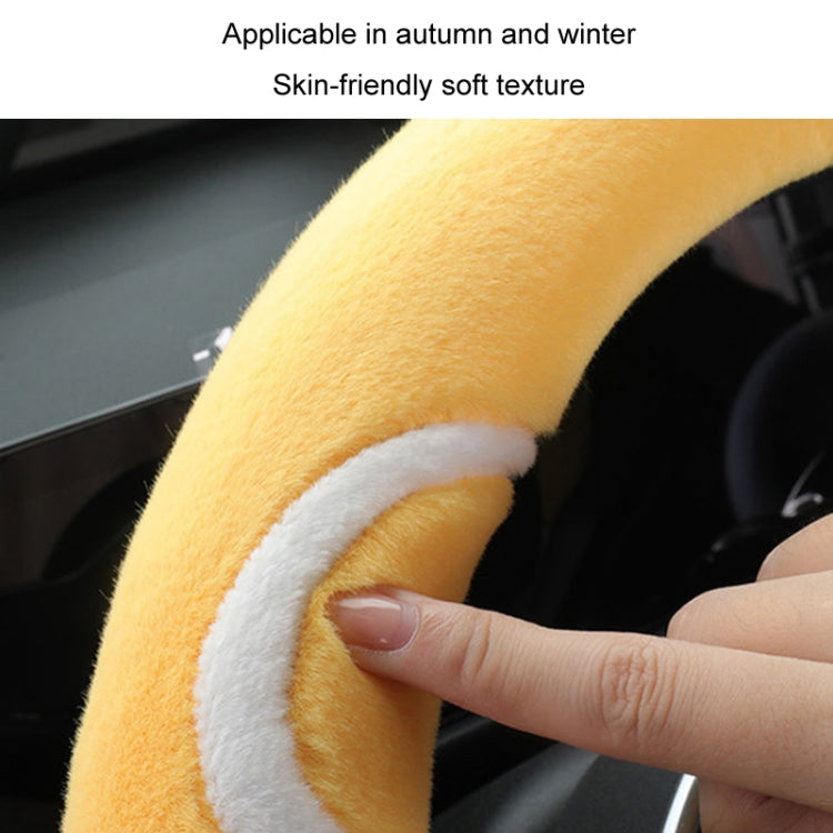 Car Steering Wheel Cartoon Short Fluff Handle Cover, Size: 38cm(Orange Round)