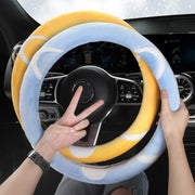 Car Steering Wheel Cartoon Short Fluff Handle Cover, Size: 38cm(Orange D Shape)