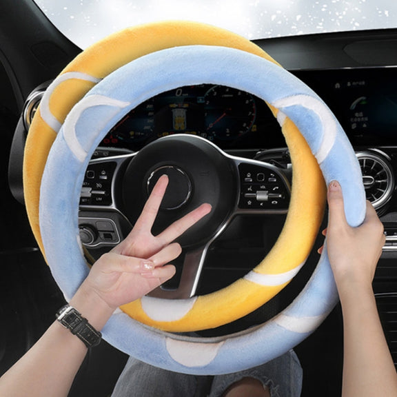 Car Steering Wheel Cartoon Short Fluff Handle Cover, Size: 38cm(Orange D Shape)