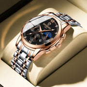 BINBOND B3591 30m Water-resistant Luminous Calendar Men Watch, Color: Brown Leather-White-White