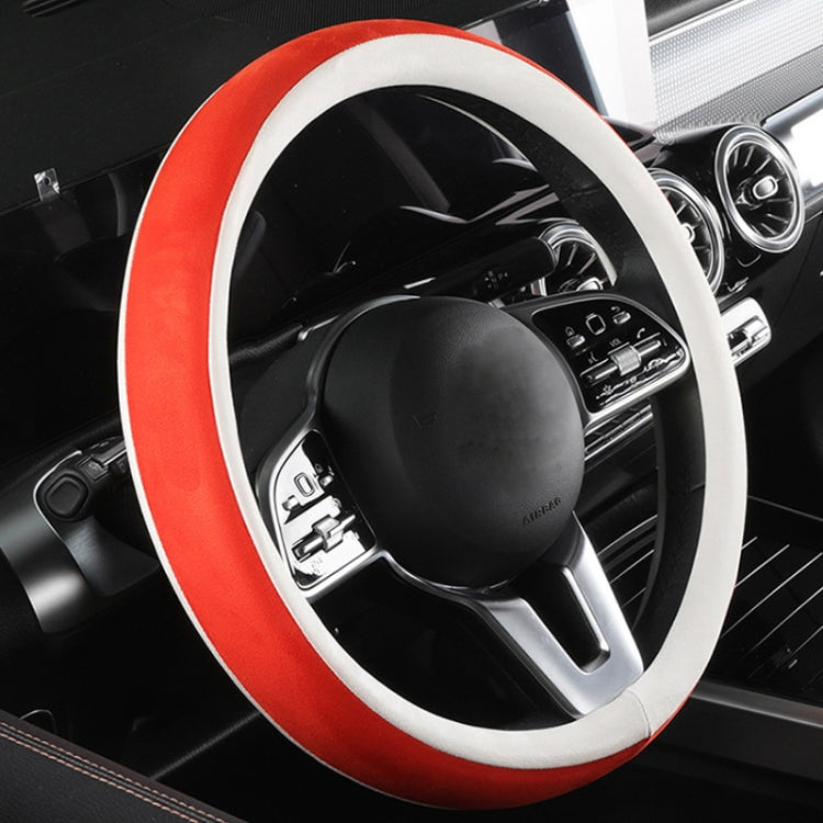Car Steering Wheel Short Plush Winter Non-slip Grip Cover, Size: 38cm(Round Orange)