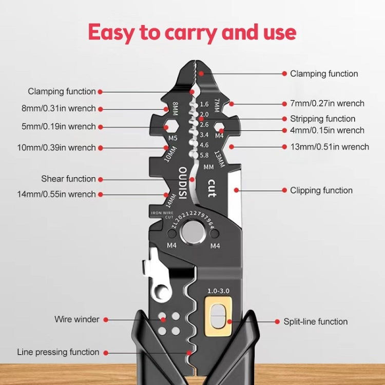 25 In 1 Electrician Multipurpose Wire Stripper(Black)