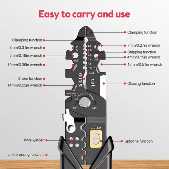 25 In 1 Electrician Multipurpose Wire Stripper(Black)