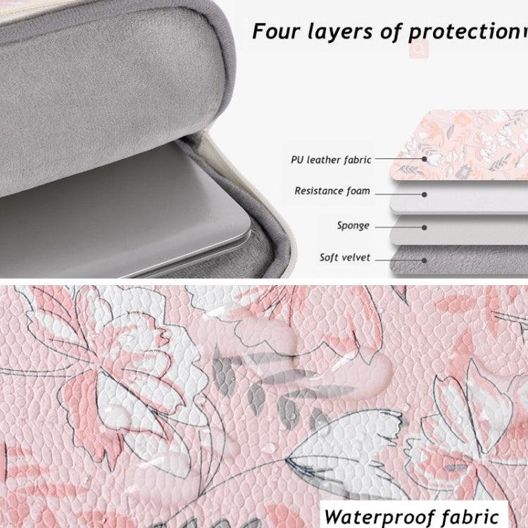 G4-89  PU Laptop Case Tablet Sleeve Bag with Telescoping Handle, Size: 14 Inch(Light Pink)