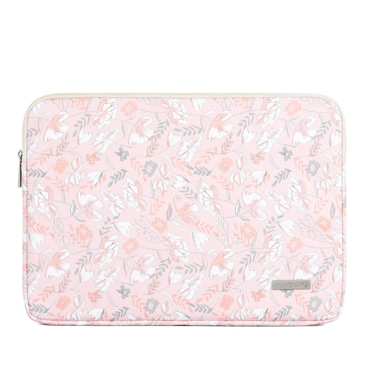 G4-01  12 Inch Laptop Liner Bag PU Leather Printing Water-resistant Protective Cover(Light Pink)