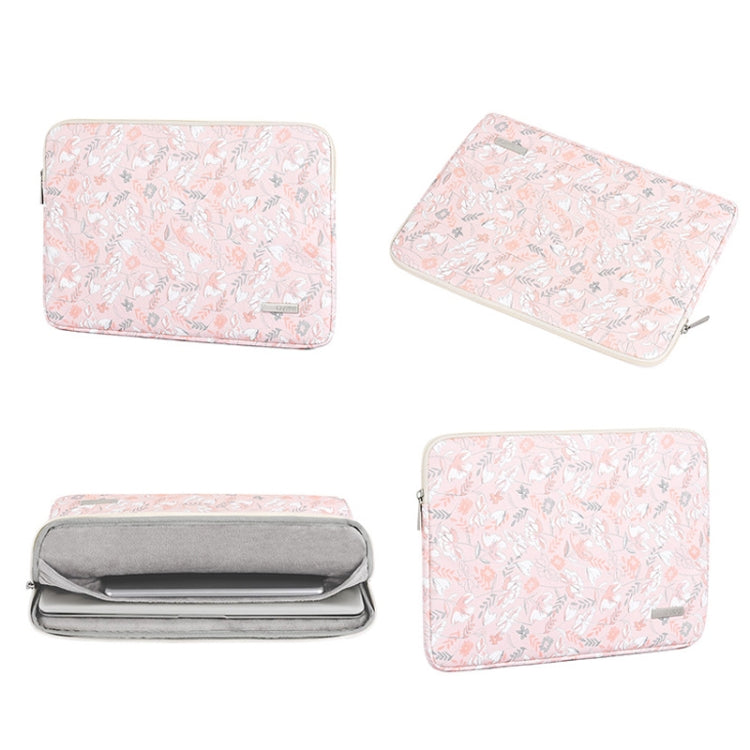 G4-01  12 Inch Laptop Liner Bag PU Leather Printing Water-resistant Protective Cover(Light Pink)