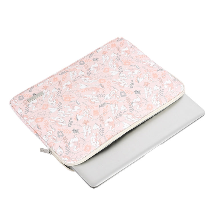 G4-01  12 Inch Laptop Liner Bag PU Leather Printing Water-resistant Protective Cover(Light Pink)