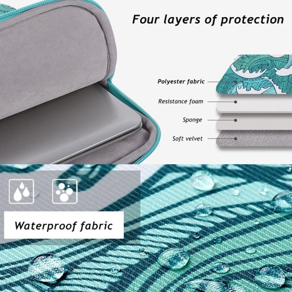 H3-04  12 Inch PU Leather Printing Laptop Liner Bag Tablet Sleeve Bag(Green Wave)