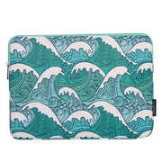 H3-04  14 Inch PU Leather Printing Laptop Liner Bag Tablet Sleeve Bag(Green Wave)