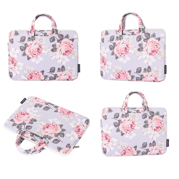 H40-B01 White Rose Pattern Laptop Case Bag Computer Liner Bag With Handle, Size: 13 Inch(Grey)