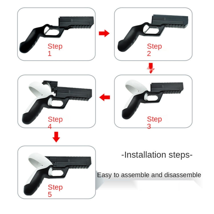 For Meta  Quest 2 VR Controller 1pair Sturdy Shooting Handle Holder(Black)