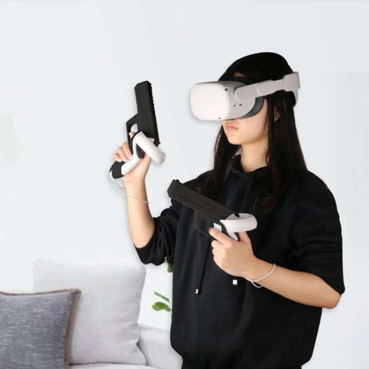 For Meta  Quest 2 VR Controller 1pair Sturdy Shooting Handle Holder(Black)