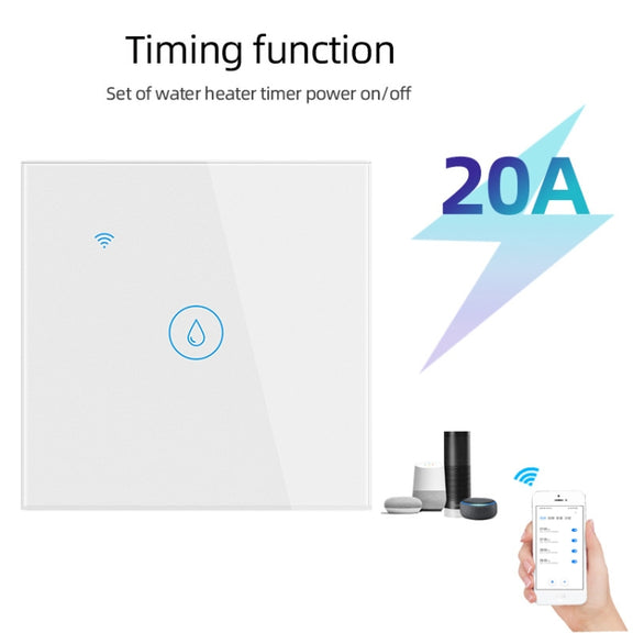 WIFI 20A Water Heater Switch White High Power Time Voice Control EU Plug