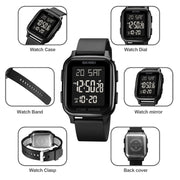 SKMEI 1858 Square Water-resistant Digital Dual Display LED Luminous Watch(Blue)