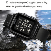 SKMEI 1858 Square Water-resistant Digital Dual Display LED Luminous Watch(Red)