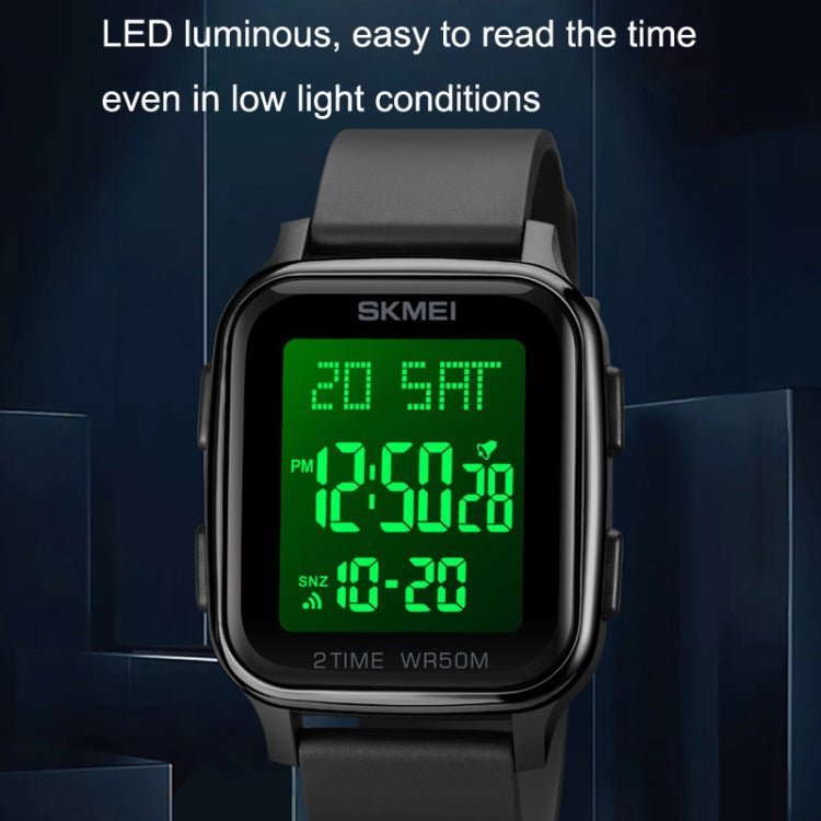 SKMEI 1858 Square Water-resistant Digital Dual Display LED Luminous Watch(Red)