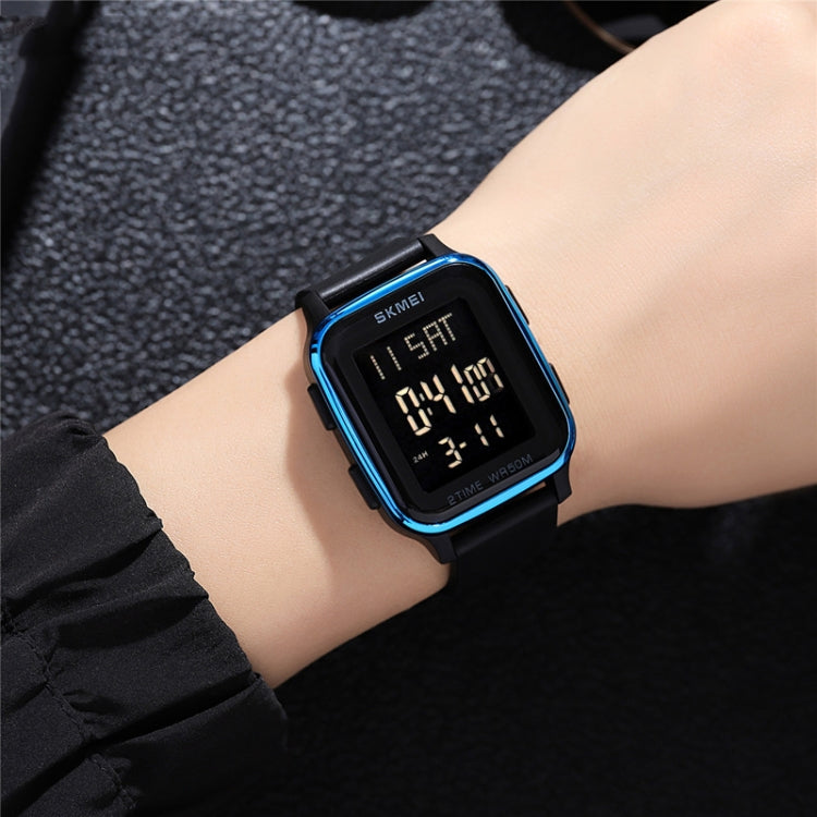 SKMEI 1858 Square Water-resistant Digital Dual Display LED Luminous Watch(Black)